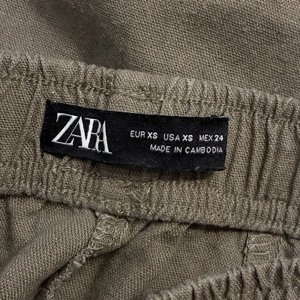 Zara Green Linen Pant XS Boho Indie Casual Summer Breathable Beachy Summer Folk